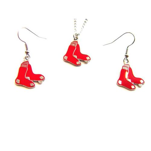 Boston Red Sox Necklace & Dangle Earring