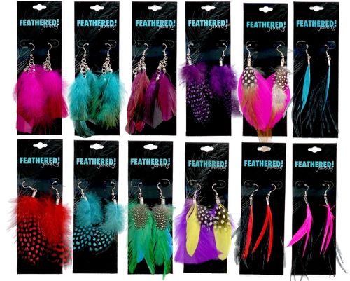 Feathered Earring Clip Strip - Case Pack Case Pack 432