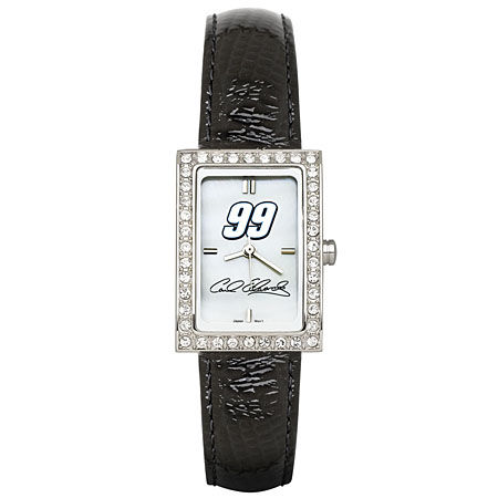 Ladies Carl Edwards Nascar Watch with Black Leather Strap