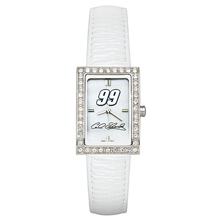 Ladies Carl Edwards Nascar Watch with White Leather Strap