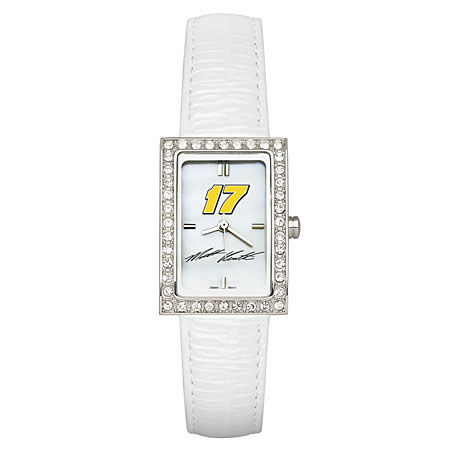 Ladies Matt Kenseth Nascar Watch with White Leather Strap