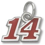 Number 14 Charm - Nascar - Racing in White Gold - 10kt - Shapely