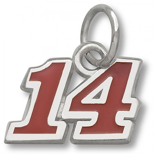 Number 14 Charm - Nascar - Racing in White Gold - 14kt - Stunning