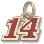 Number 14 Charm - Nascar - Racing in Gold Plated - Ravishing - Unisex Adult