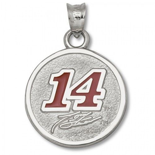 10k White Gold #14 Tony Stewart Enameled Nascar Pendant