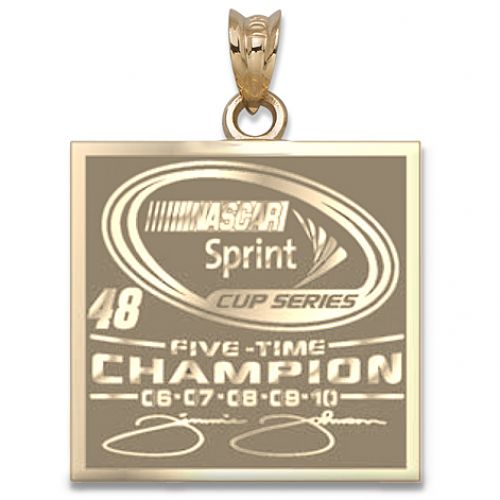 10k Yellow Gold #48 Jimmie Johnson Square Nascar Pendant