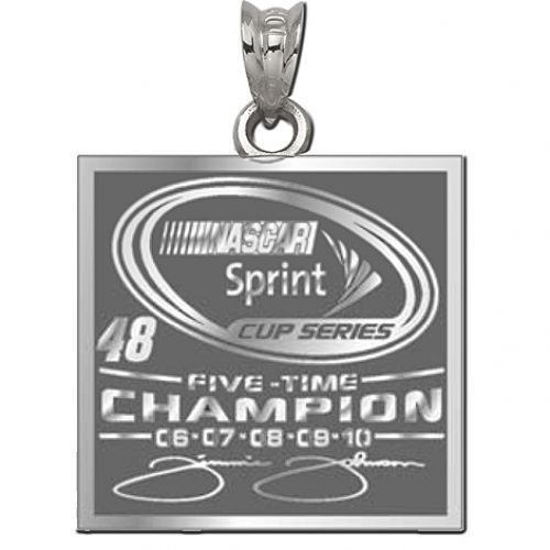 14k White Gold #48 Jimmie Johnson Square Nascar Pendant