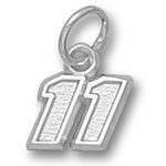 Number 11 Charm - Nascar - Racing in White Gold - 10kt - Classy - Unisex Adult