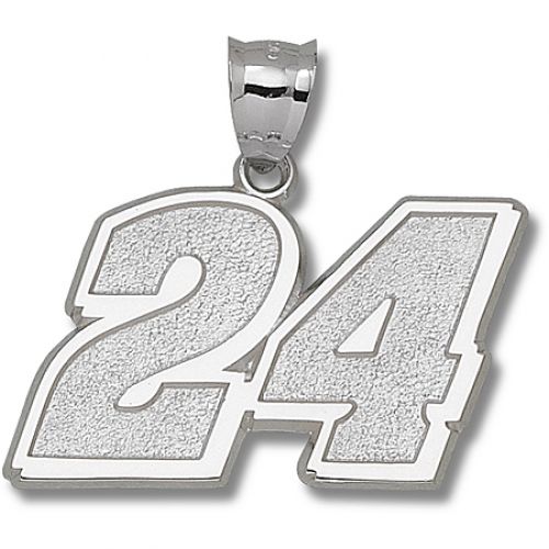 14k White Gold Jeff Gordon Nascar Pendant 1 1/16