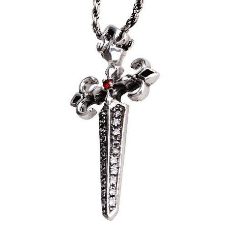 Sterling Silver Men's Necklace Brave Sword Pendant Jewelry for Guys (w/ SILVER CHAIN)