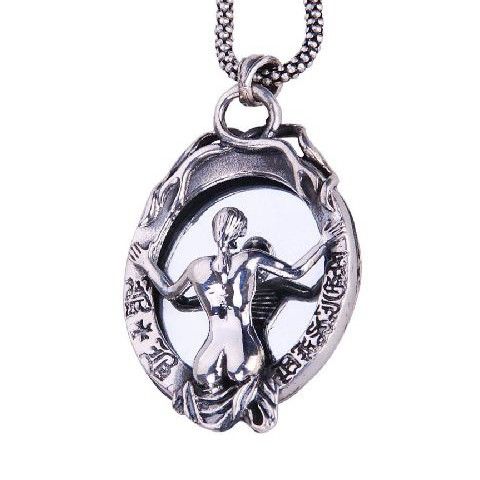 Women Standing in Front of a Mirror Pendant Fairest of All Jewelry for Girls (w/ SILVER CHAIN)