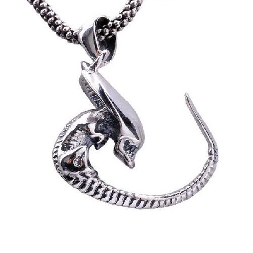 Embryo Alien Necklace Silver Scifi Jewelry for Men's Fashion (w/ SILVER CHAIN)