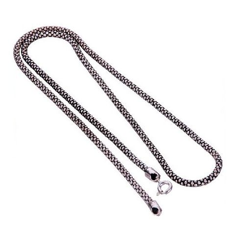 Men's Jewelers Thai Silver Flash Beaded Necklace Jewelry for Guys (40cm LENGTH)