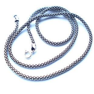 Men's Jewelers Thai Silver Flash Beaded Necklace Jewelry for Guys (50cm LENGTH)