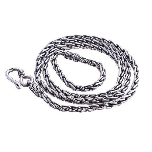 Thai Silver Textured Necklace for Men's Fashion Fine Jewelry for Guys (50cm LENGTH)