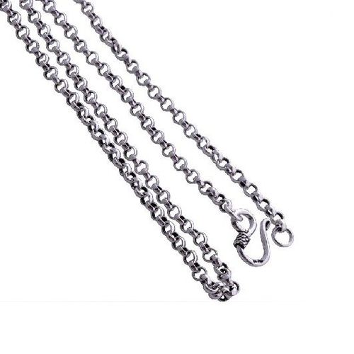 Thai Silver Circle Necklace Men's Fine Jewelry for Guys Fashion (50cm LENGTH)