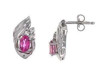 Pink Tourmaline and Diamond Earrings : 14K white Gold - 0.50 CT TGW