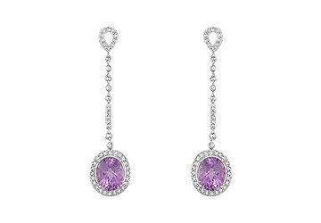 Amethyst and Diamond Earrings : 14K White Gold - 10.00 CT TGW