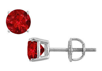 Ruby Stud Earrings  14K White Gold - 2.00 CT TGW