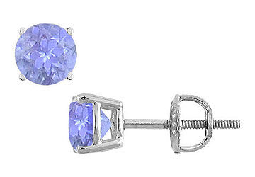 Tanzanite Stud Earrings  14K White Gold - 2.00 CT TGW