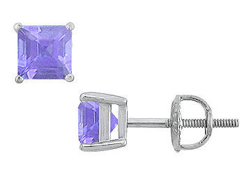 Tanzanite Stud Earrings  14K White Gold - 2.00 CT TGW
