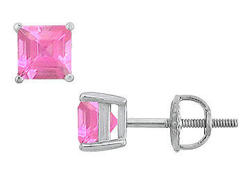 Pink Sapphire Stud Earrings  14K White Gold - 2.00 CT TGW