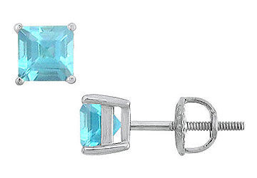 Aquamarine Stud Earrings  14K White Gold - 2.00 CT TGW