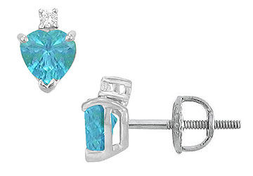 Diamond and Blue Topaz Stud Earrings  14K White Gold - 2.04 CT TGW