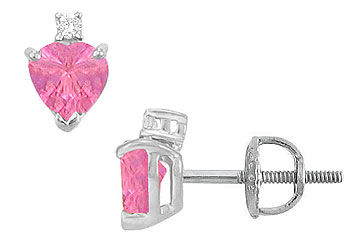 Diamond and Pink Topaz Stud Earrings  14K White Gold - 2.04 CT TGW