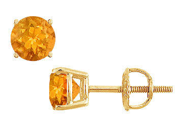 Citrine Stud Earrings  14K Yellow Gold - 2.00 CT TGW