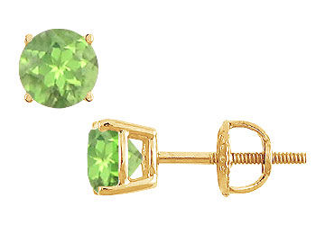 Peridot Stud Earrings  14K Yellow Gold - 2.00 CT TGW