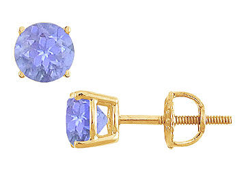 Tanzanite Stud Earrings  14K Yellow Gold - 2.00 CT TGW