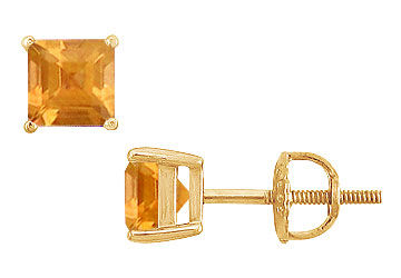 Citrine Stud Earrings  14K Yellow Gold - 2.00 CT TGW