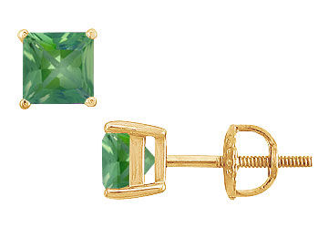 Emerald Stud Earrings  14K Yellow Gold - 2.00 CT TGW