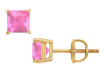 Pink Topaz Stud Earrings  14K Yellow Gold - 2.00 CT TGW