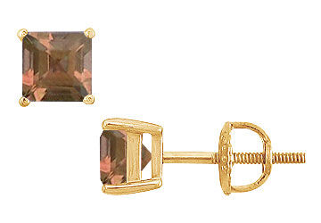 Smoky Topaz Stud Earrings  14K Yellow Gold - 2.00 CT TGW
