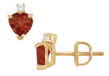 Diamond and Garnet Stud Earrings  14K Yellow Gold - 2.04 CT TGW