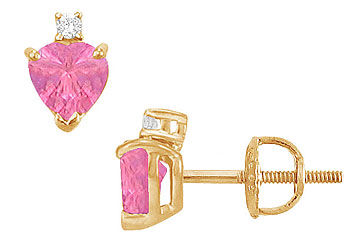 Diamond and Pink Topaz Stud Earrings  14K Yellow Gold - 2.04 CT TGW