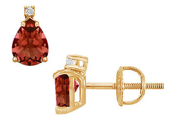 Diamond and Garnet Stud Earrings  14K Yellow Gold - 2.04 CT TGW