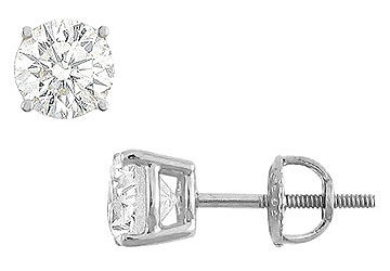 14K White Gold  Round Cubic Zirconia Stud Earrings  2.00 CT. TGW.