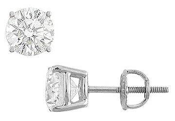 14K White Gold  Round Cubic Zirconia Stud Earrings  4.00 CT. TGW.