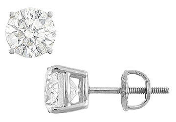 14K White Gold  Round Cubic Zirconia Stud Earrings  5.00 CT. TGW.