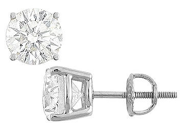 14K White Gold  Round Cubic Zirconia Stud Earrings  8.00 CT. TGW.