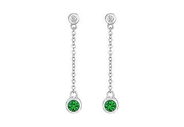Emerald and Diamond Earrings  14K White Gold - 0.60 CT TGW