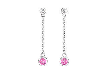 Pink Sapphire and Diamond Earrings  14K White Gold - 0.60 CT TGW