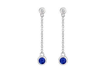 Sapphire and Diamond Earrings  14K White Gold - 0.60 CT TGW