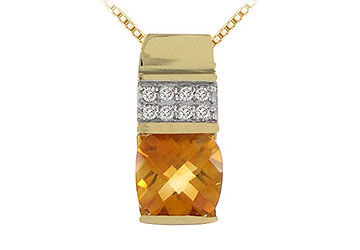 Citrine and Diamond Pendant : 14K Yellow Gold - 2.25 CT TGW