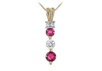 Ruby and Diamond Pendant : 14K Yellow Gold - 1.25 CT TGW