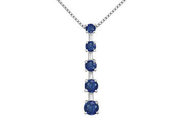 Blue Sapphire Journey Pendant  14K White Gold - 1.00 CT TGW