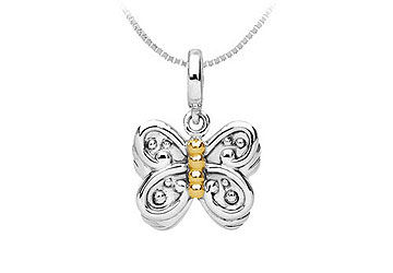 14K Yellow Gold and .925 Sterling Silver Fashion Charm Pendant